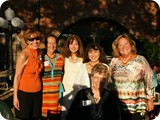 Terry Mahoney, Jana Sesonske, Jo Wilson Wade (in the shadows) Ruth Shafer Devenney, with Ruth's Rocks